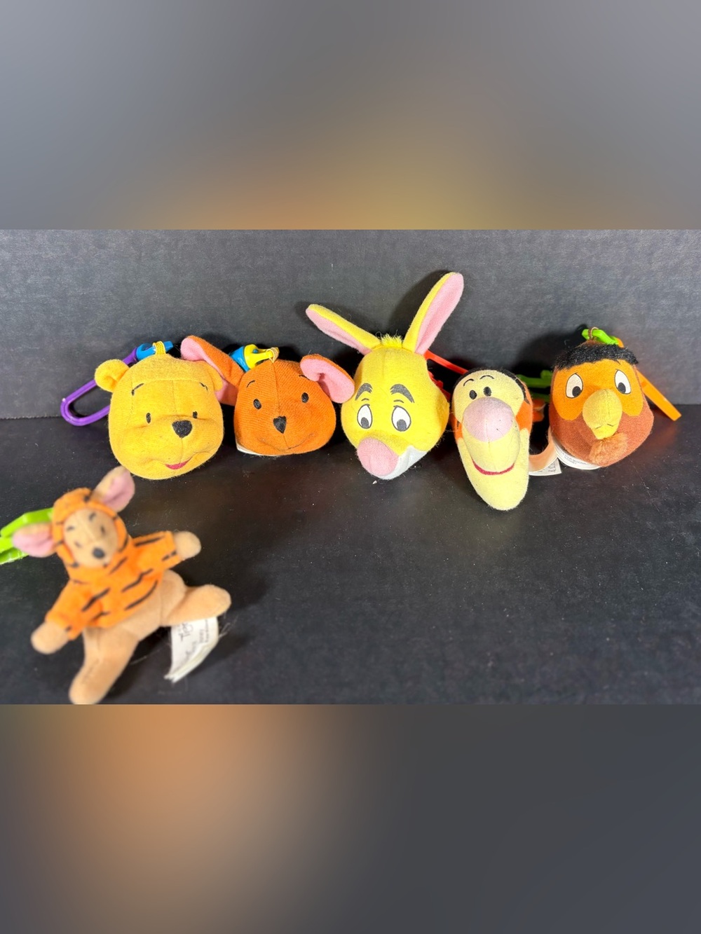 Vintage Disney Winnie the Pooh McDonald's Plush Clip Lot of 6